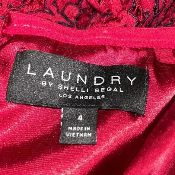 Laundry by Shelli Segal Women's Red Lace Off-the-shoulder Peplum Dress Size 4 - Picture 9 of 16